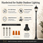 84.6"Classic Black Outdoor Post Light for Path，Walkway