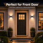 2-Pack Modern Up & Down LED Outdoor Wall Lights, 10W Black Exterior Sconces