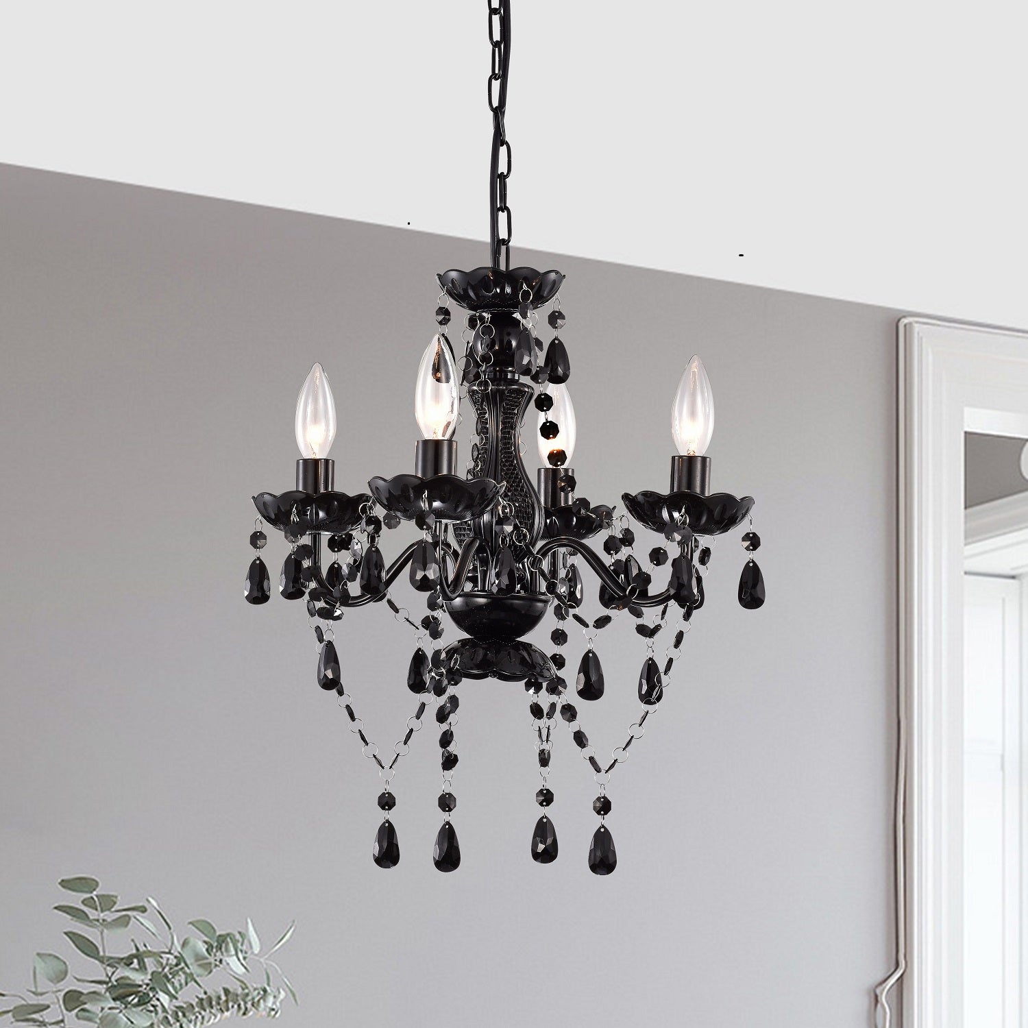 4-Light Acrylic Crystal Chandelier with Adjustable Chain
