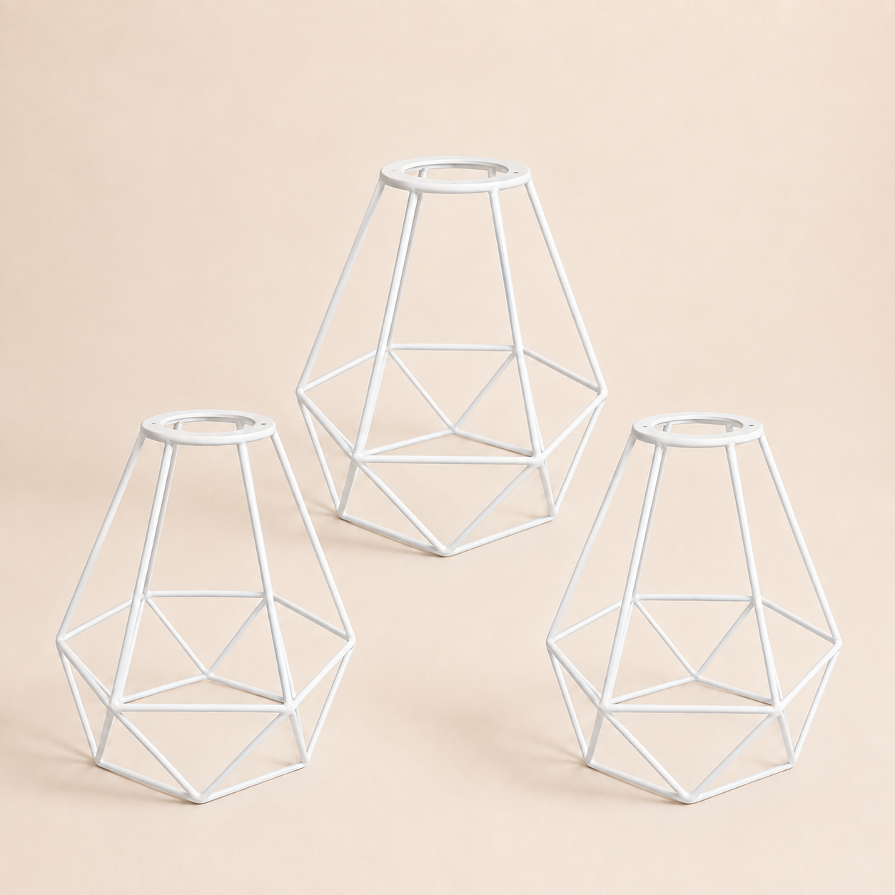 white Pendant Light Shade Cage 3 Pack Wire Lamp Shade for E26 Hanging Bulbs