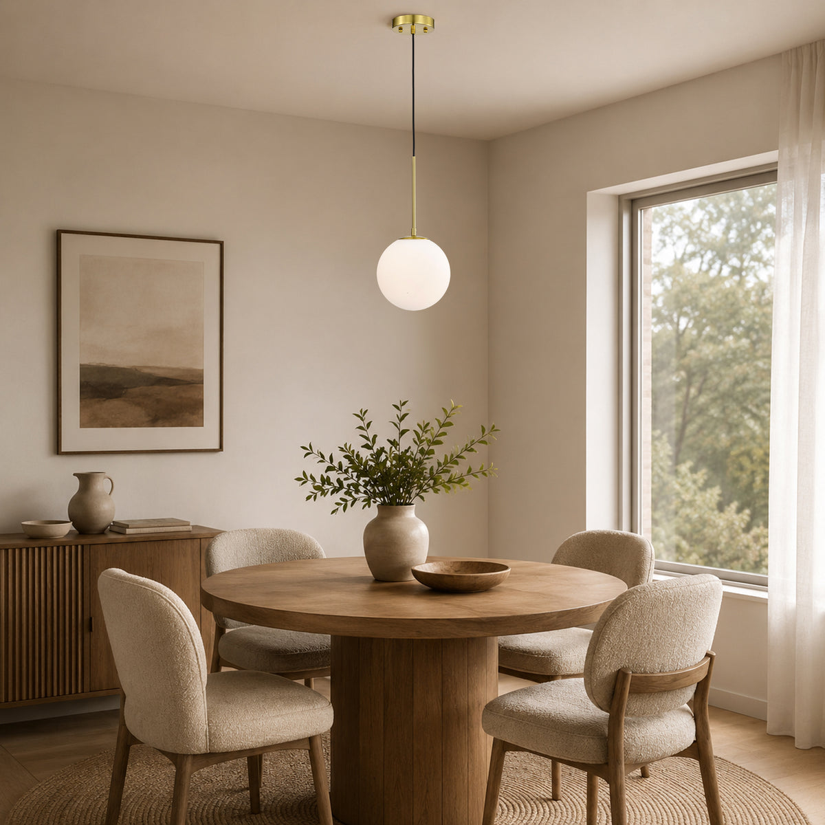 Modern Globe Glass Shade Pendant Light  for Kitchen Island & Dining Room