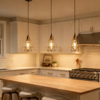 Gold Pendant Light Shade Cage 3 Pack Wire Lamp Shade for E26 Hanging Bulbs