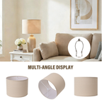 Beige Drum Lamp Shades Set of 2, Replacement Lamp Shades with Spider Fitter