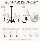 6-Pack Clip-On Fabric Lamp Shades for E12 Candelabra Bulbs, Scalloped Edge