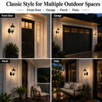 2 Pack Classic Black Outdoor Wall Lanterns with Clear Glass, E26 Hardwired Porch Lights