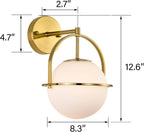 Modern Globe Wall Sconce with Opal Glass, E12 Indoor Wall Light