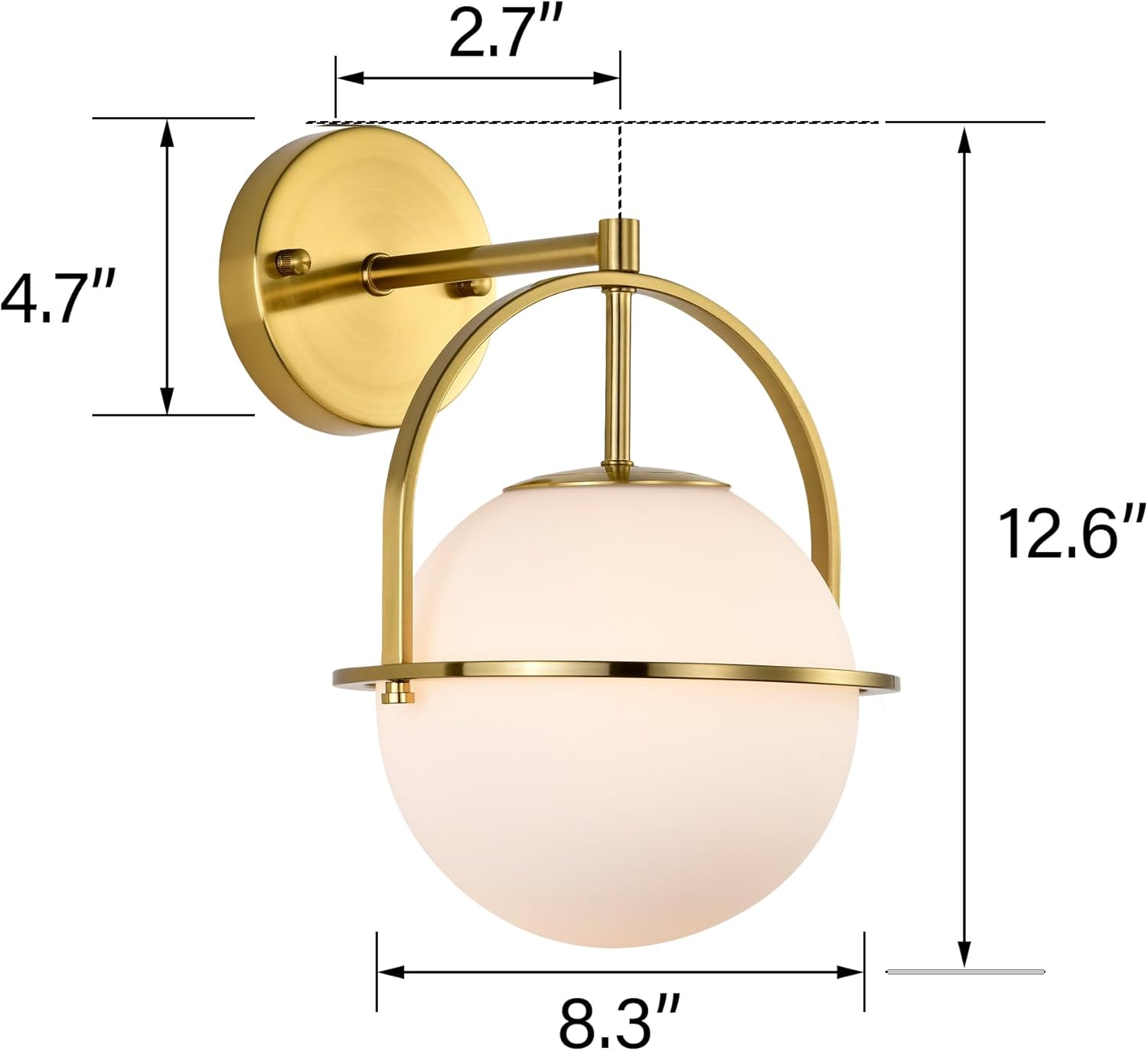 Modern Globe Wall Sconce with Opal Glass, E12 Indoor Wall Light