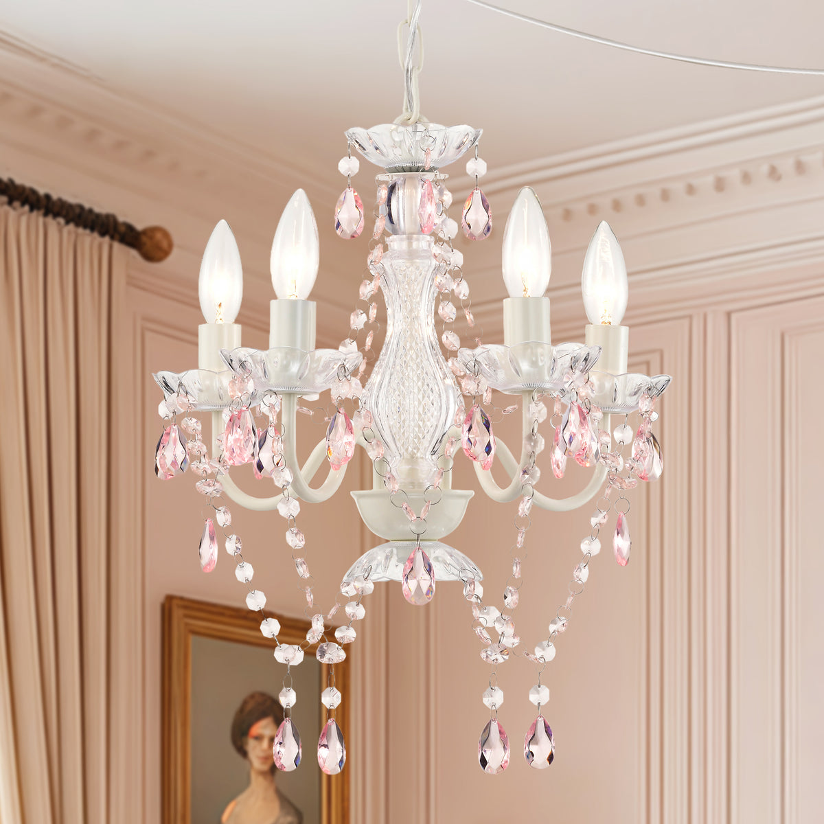 Plug In Swag Chandelier Small Crystal Chandelier 4-Light