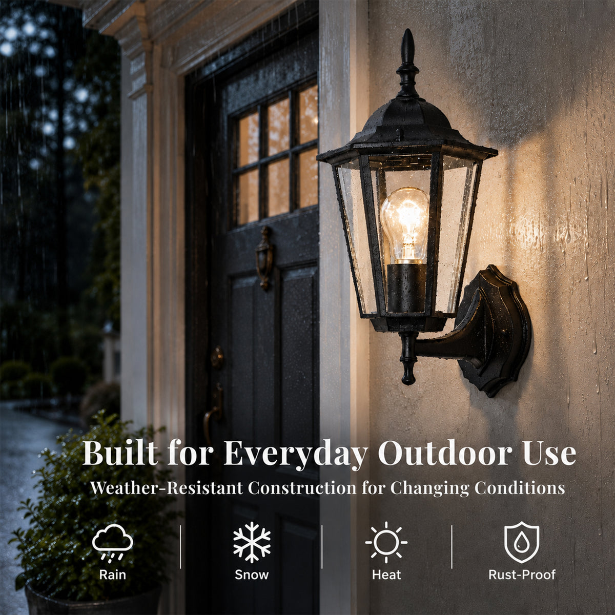 2 Pack Classic Black Outdoor Wall Lanterns with Clear Glass, E26 Hardwired Porch Lights