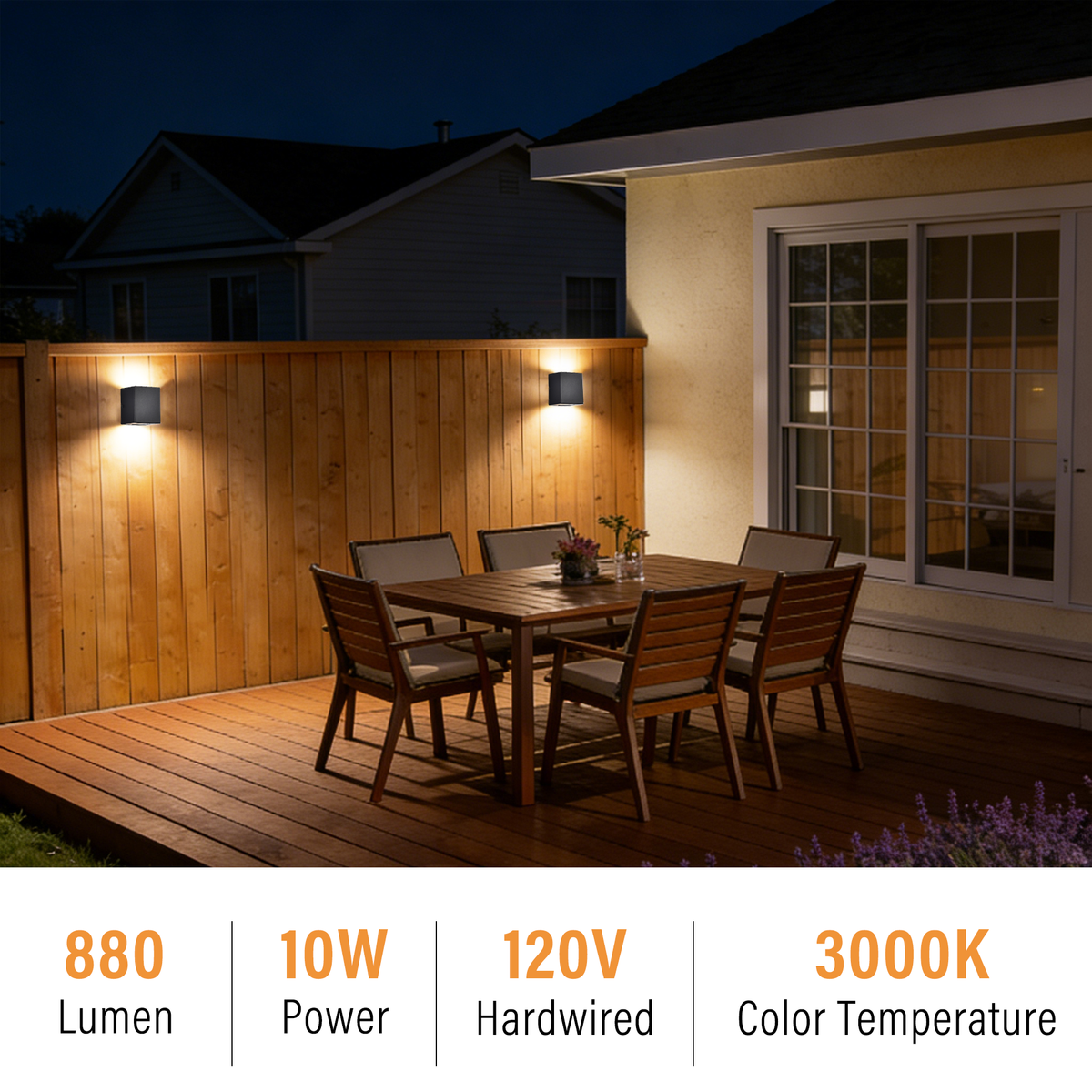 Modern Up & Down LED Outdoor Wall Light, 10W Black Exterior Sconce