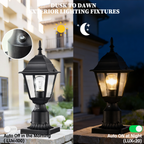 2-Pack Dusk-to-Dawn Outdoor Post Lanterns with Pier Mount Bases, Black
