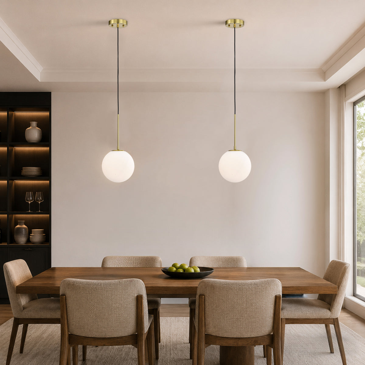 Modern Globe Glass Shade Pendant Light  for Kitchen Island & Dining Room