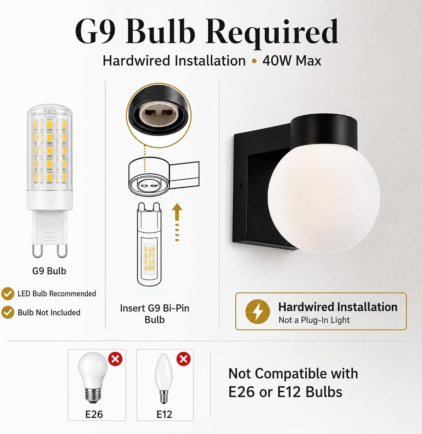 7" Modern Outdoor Wall Light with Frosted Globe, Black