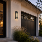 Integrated LED Outdoor Wall Light, Black Textured Glass Exterior Sconce, 3000K Warm White