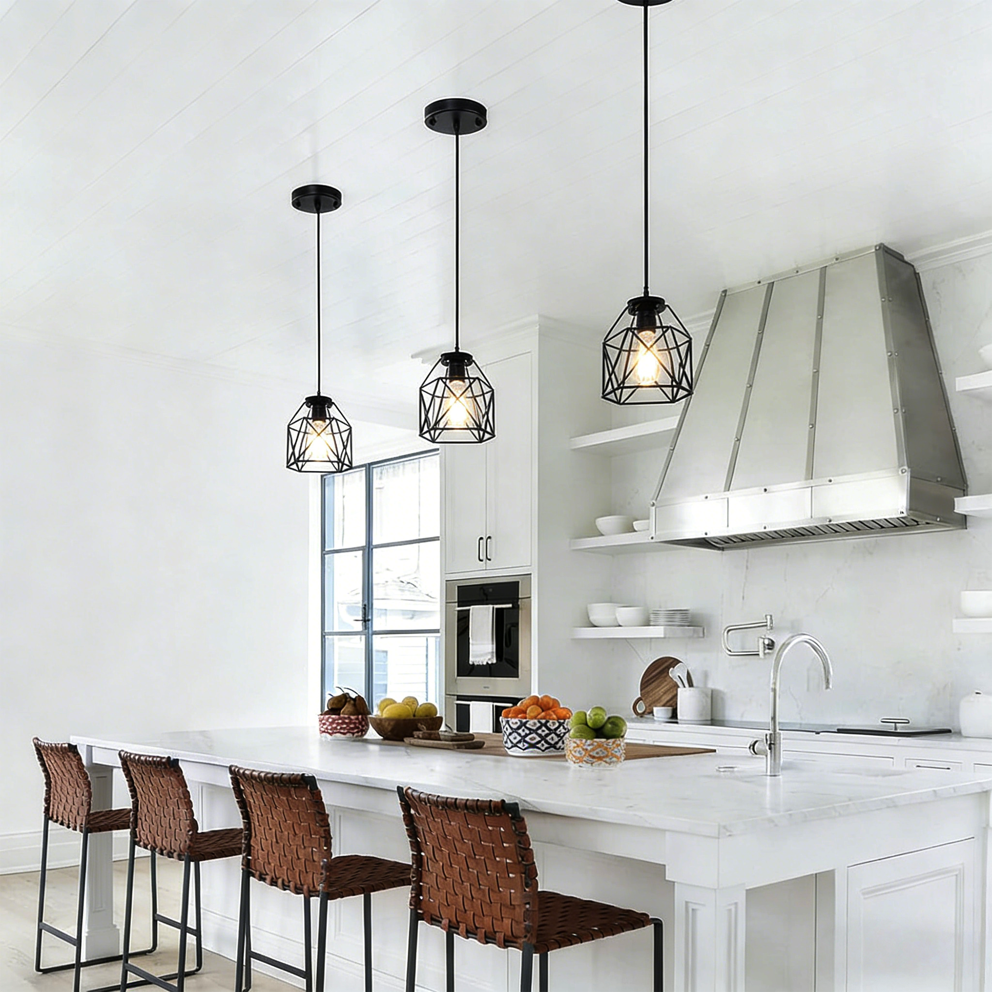 Ceiling Light Shade Cage Replacement  Black Metal Lamp Shades 3 Pack