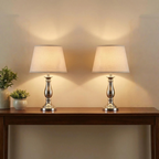 Beige Linen Empire Replacement Lamp Shades Set of 2 with Spider Fitter