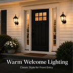 2 Pack Classic Black Outdoor Wall Lanterns with Clear Glass, E26 Hardwired Porch Lights
