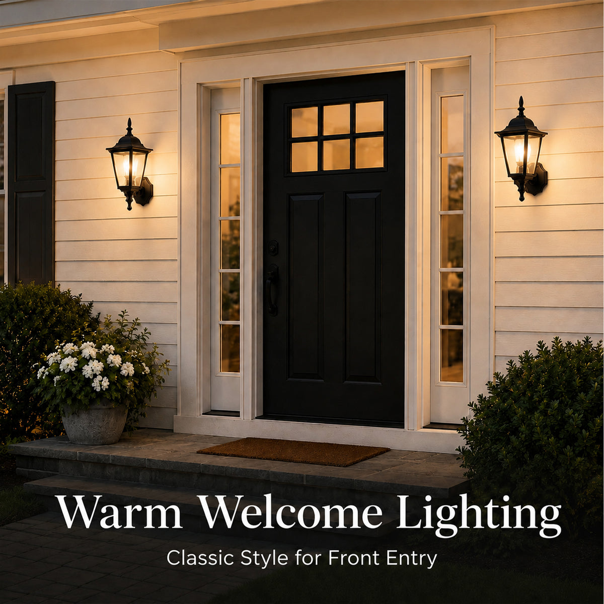2 Pack Classic Black Outdoor Wall Lanterns with Clear Glass, E26 Hardwired Porch Lights