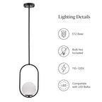 Modern Globe Pendant Light with Opal Glass, E12 Indoor Hanging Light