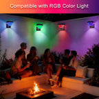 Solar Outdoor Wall Light with Remote, RGB Color Changing Wall Sconce for Porch & Garage