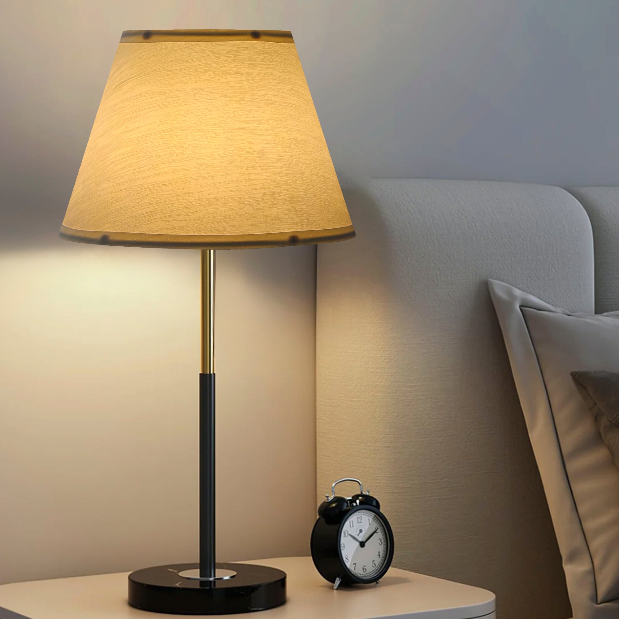 Small Empire Lamp Shade Set of 2 – White Linen,5.91" Top x 10.24" Bottom x 7.48" H, Fits E26 Sockets with Fixing Rings (Not for UNO Fitting),Replacement for Table Lamps