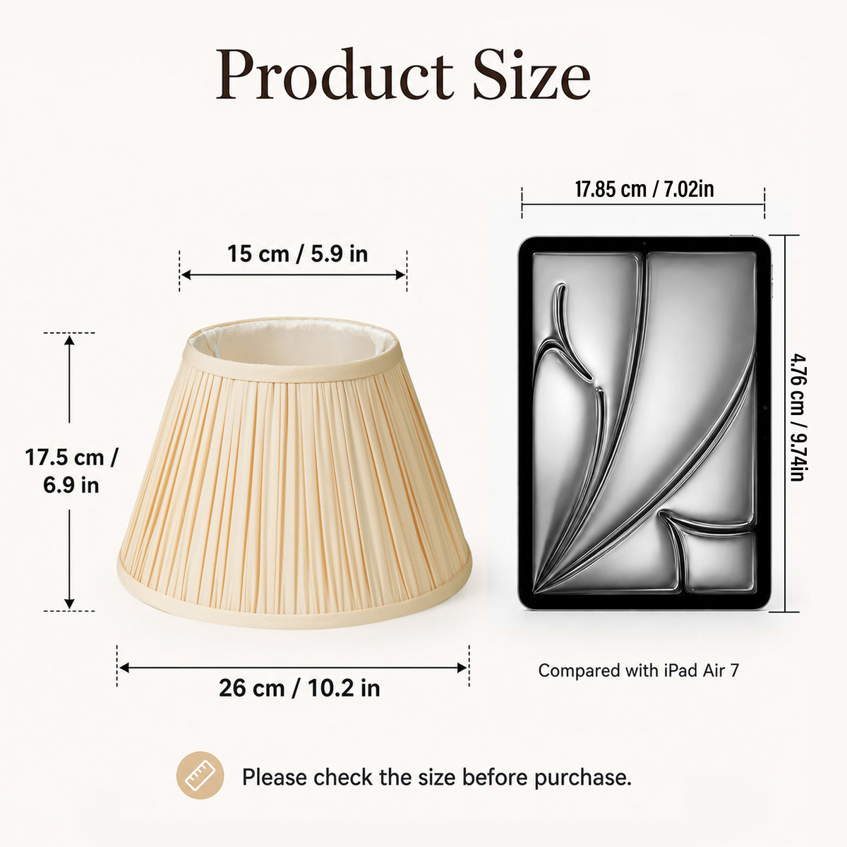 Lamp Shades Set of 2 with Spider Fitter, Pleated Empire Fabric Shades