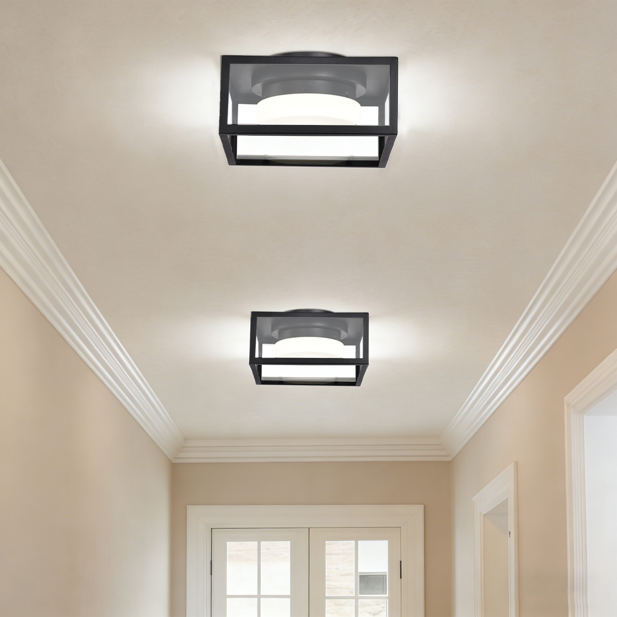 Modern ceiling light, LED ceiling light Fixture, Black  Light for Bedroom and Hallway, Cool White Light