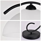 Vintage Black Table Lamp with Frosted Glass Shade, E26 Base Bedside Lamp for Bedroom, Living Room & Study