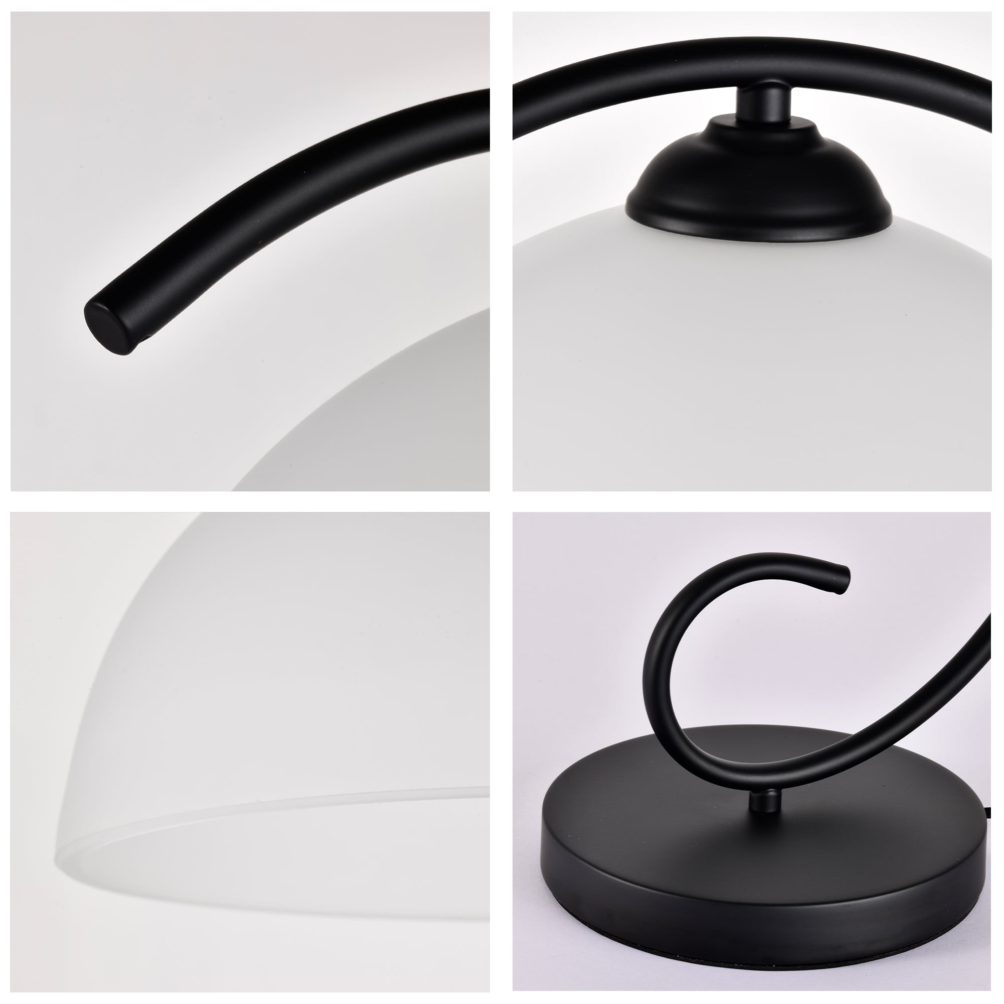 Vintage Black Table Lamp with Frosted Glass Shade, E26 Base Bedside Lamp for Bedroom, Living Room & Study