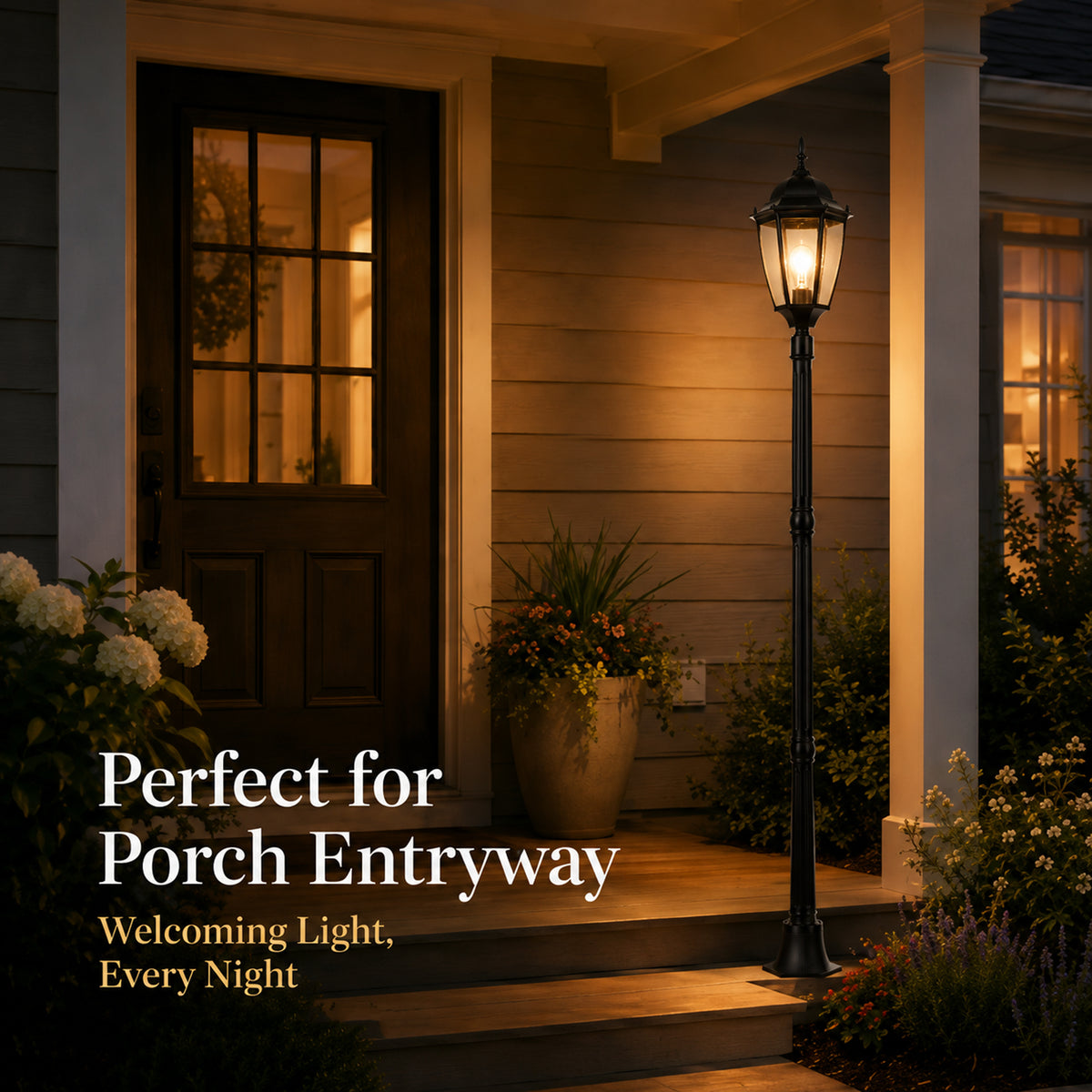 84.6"Classic Black Outdoor Post Light for Path，Walkway