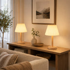 Beige Pleated Empire Replacement Lamp Shades Set of 2 with Spider Fitter