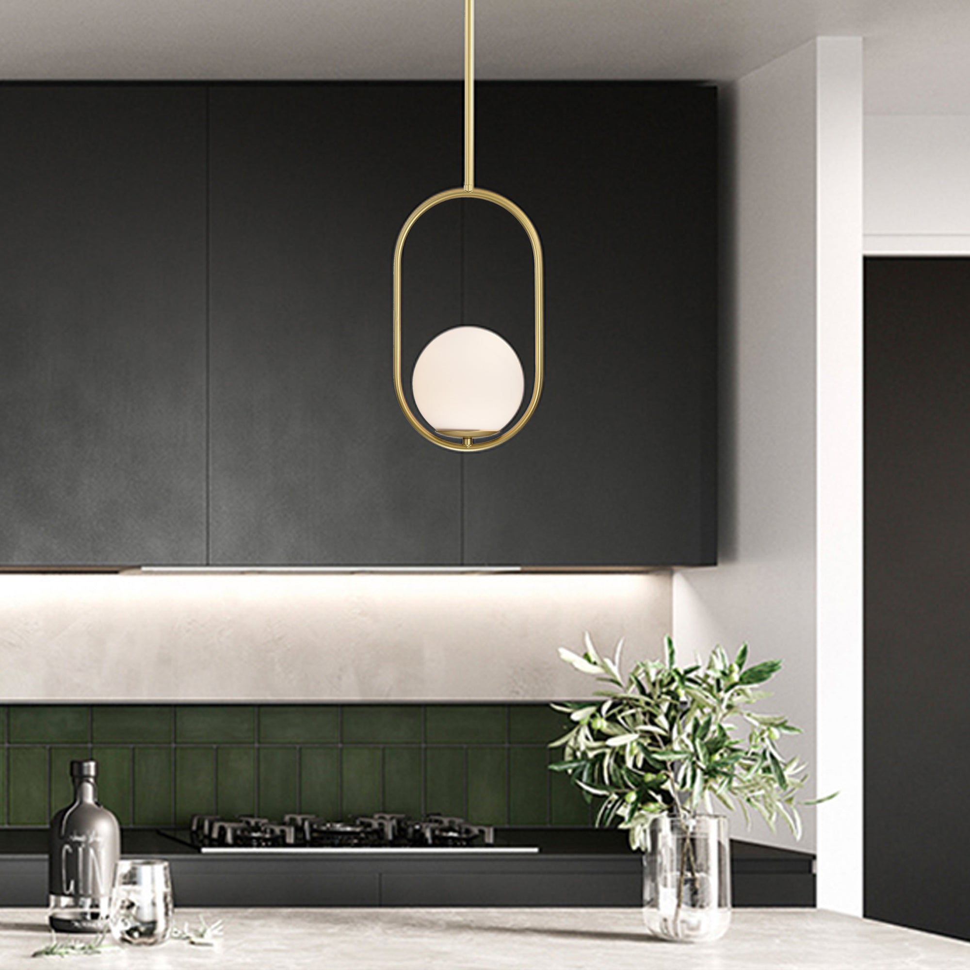 Gold Modern Globe Pendant Lighting for Kitchen Island 1-Light