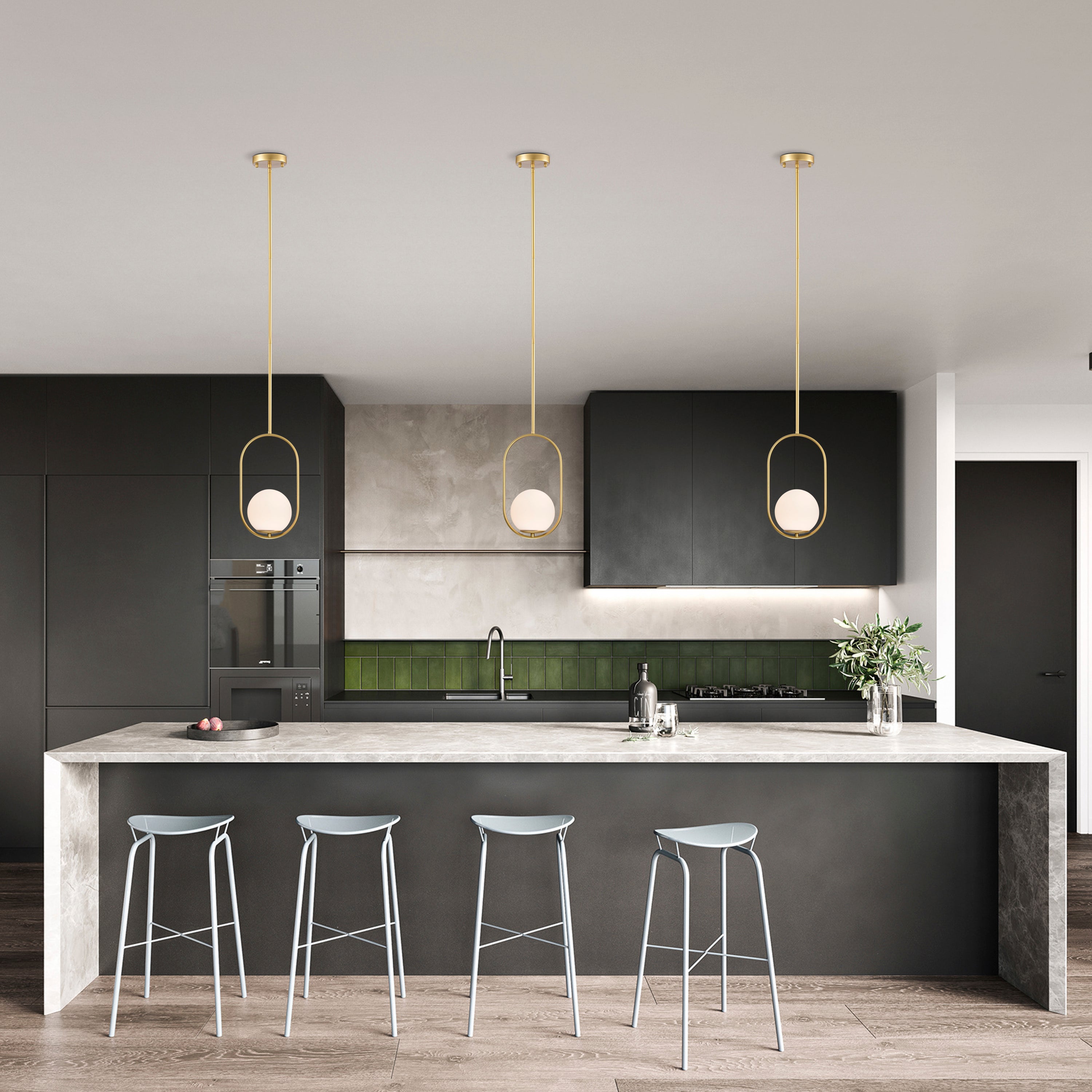 Gold Modern Globe Pendant Lighting for Kitchen Island 1-Light