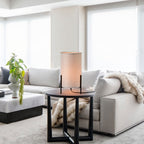 White Modern Columnar Linen Table Lamp for children's bedrooms