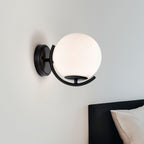 COTTAGE LIFE Black Wall Sconce Light Mid Century Modern Globe Wall Light with 180MM Large Glass Lampshade Black Glass Wall Sconce for Bedroom 1 Pack