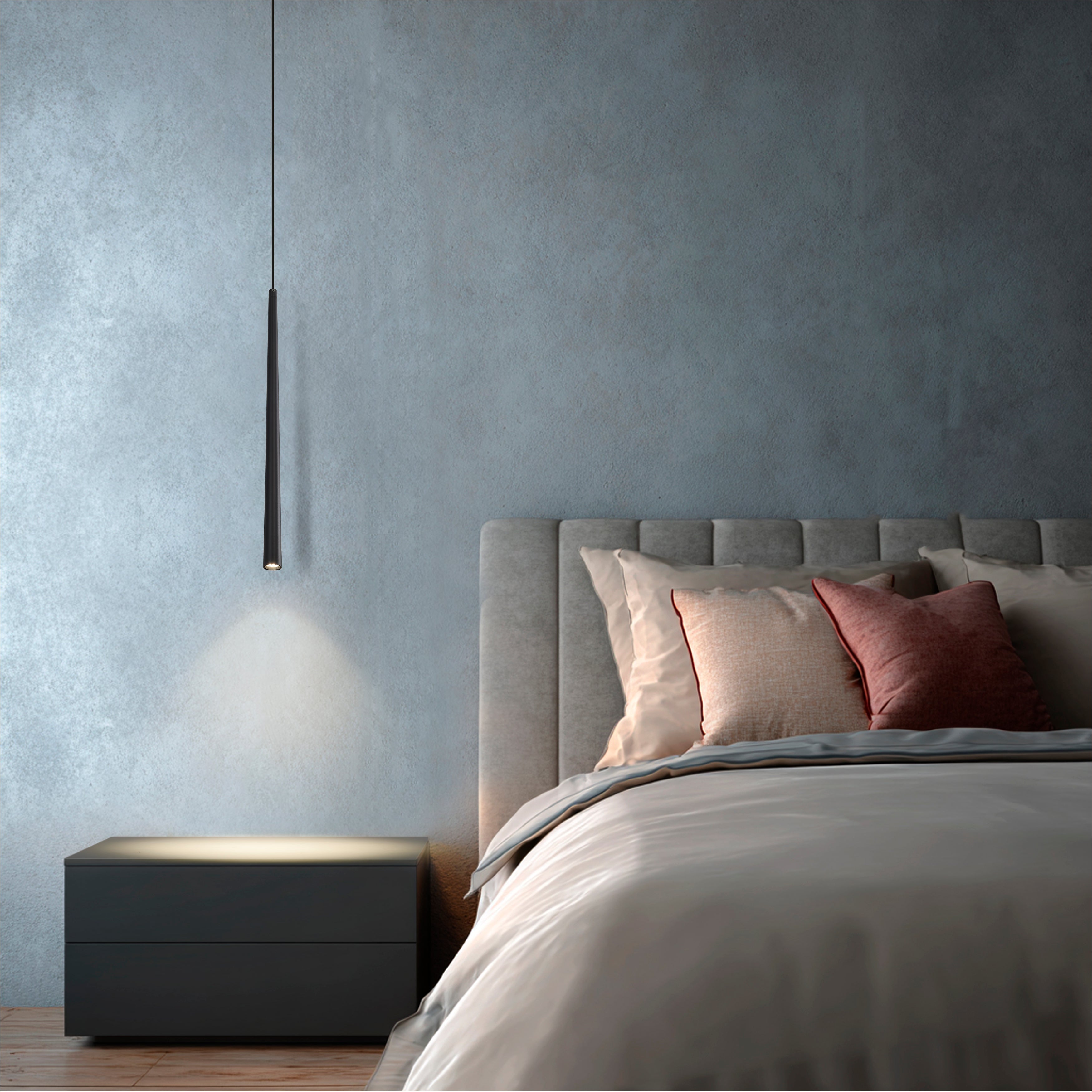 Mini LED Pendant Lights 2 Pack, 5W 3000K Warm White Black Hanging Lights for Kitchen Island & Bar Counter