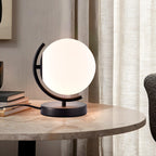 Modern Globe Table Lamp with Glass Shade and Plug-in Switch, E12 Base Bedside Lamp for Bedroom & Living Room