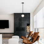 Black Globe Pendant Light Modern Matte Black Pendant Light Fixtures Over Kitchen Island with Frosted Glass Hanging Pendant Light Fixture