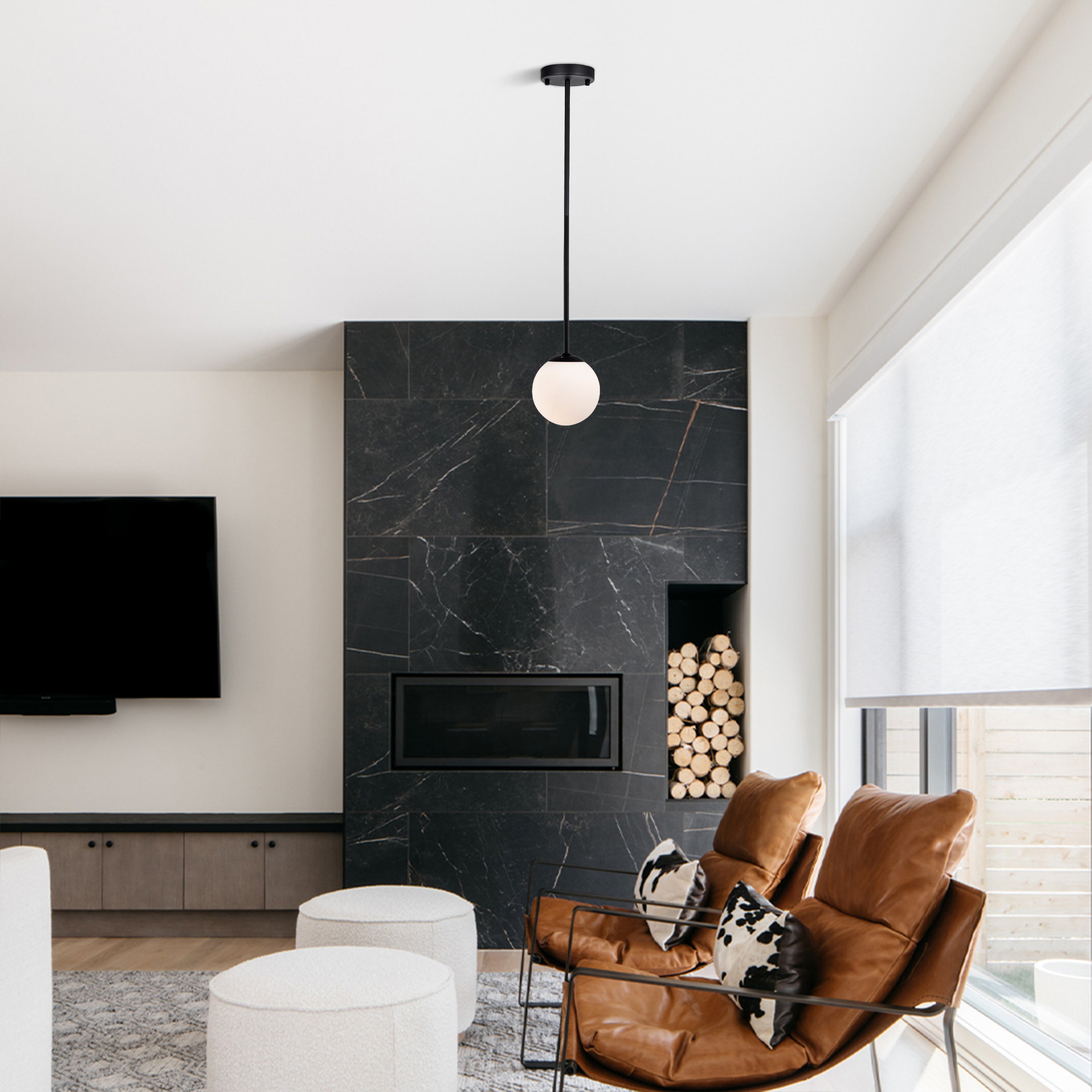 Black Globe Pendant Light Modern Matte Black Pendant Light Fixtures Over Kitchen Island with Frosted Glass Hanging Pendant Light Fixture
