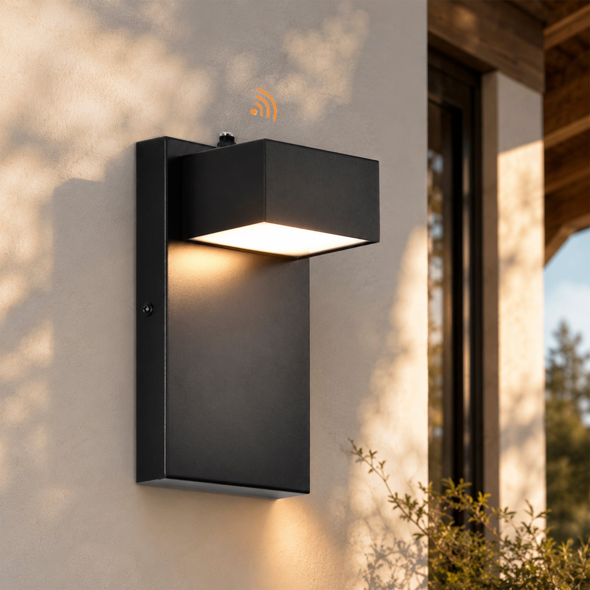 Dusk-to-Dawn Integrated LED Outdoor Wall Light, Black