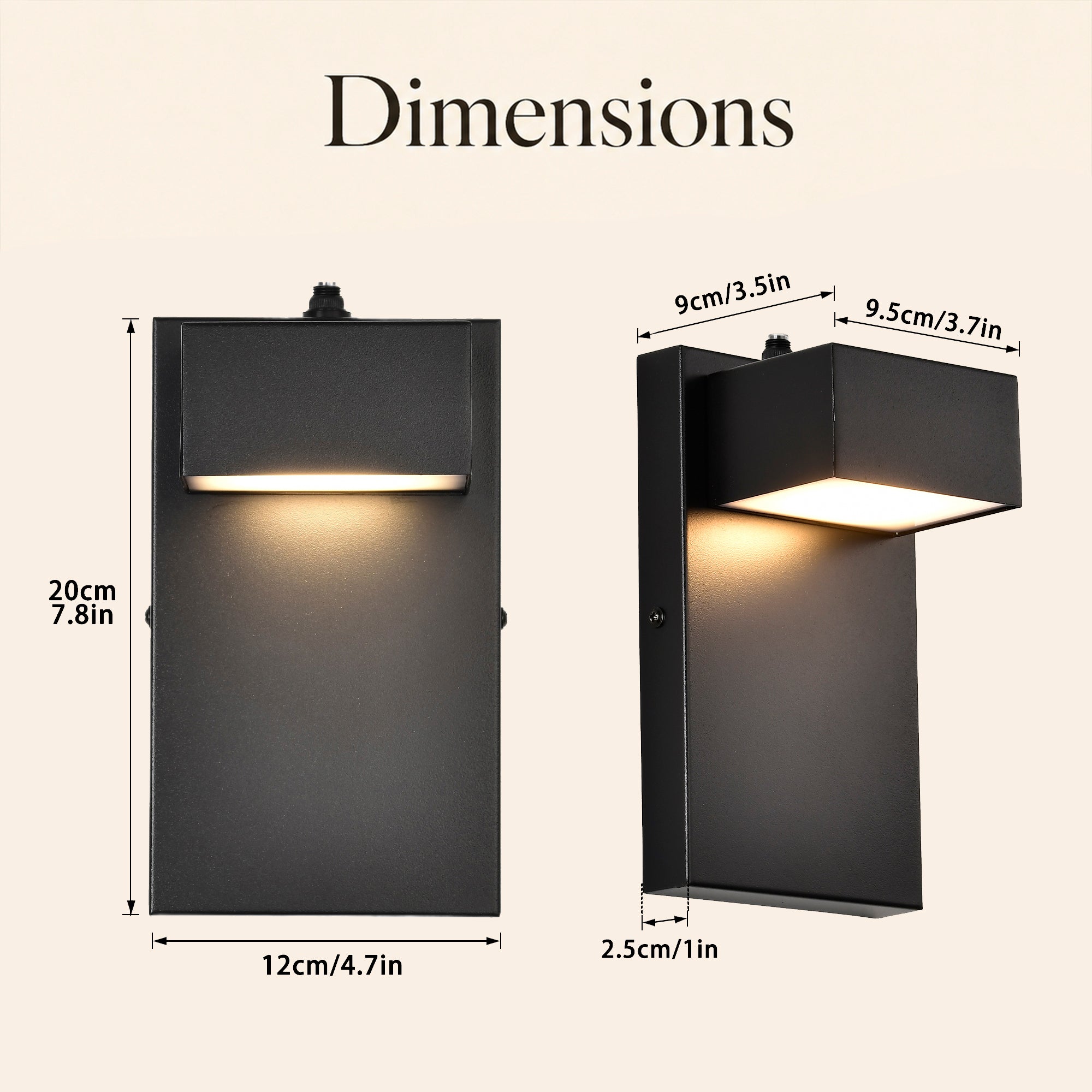 2-Pack 7.8" Dusk-to-Dawn Integrated LED Outdoor Wall Lights, Black