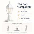 2 Pack White Outdoor Post Light with Clear Glass Shade, Traditional Pier Mount Lantern