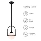 Modern Globe Pendant Light with Glass Shade for Kitchen Island & Dining Room