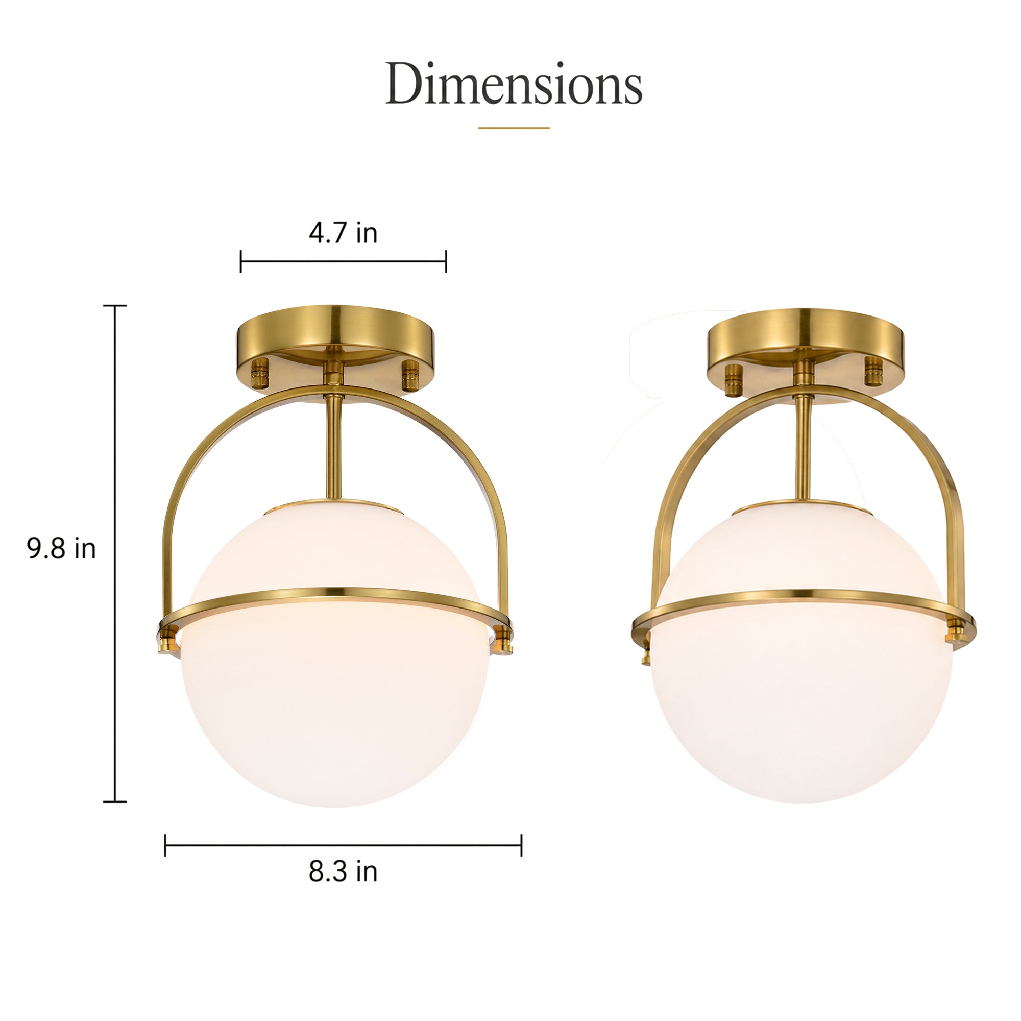 Modern Globe Flush Mount Ceiling Light with Glass Shade, E12 Base Indoor Ceiling Lamp for Bedroom, Hallway & Entryway