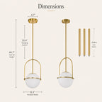 Modern Globe Pendant Light with Glass Shade for Kitchen Island & Dining Room