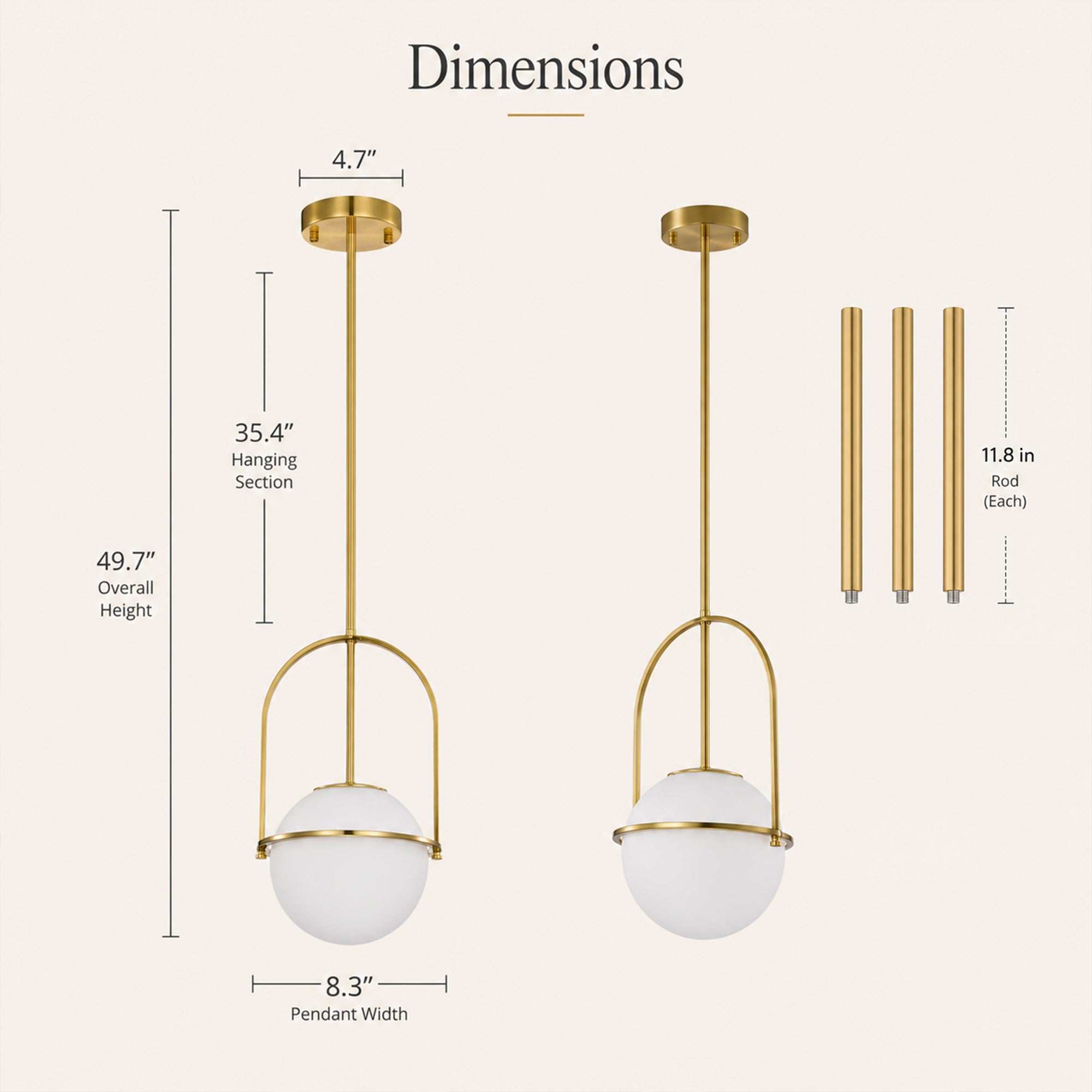 Modern Globe Pendant Light with Glass Shade for Kitchen Island & Dining Room