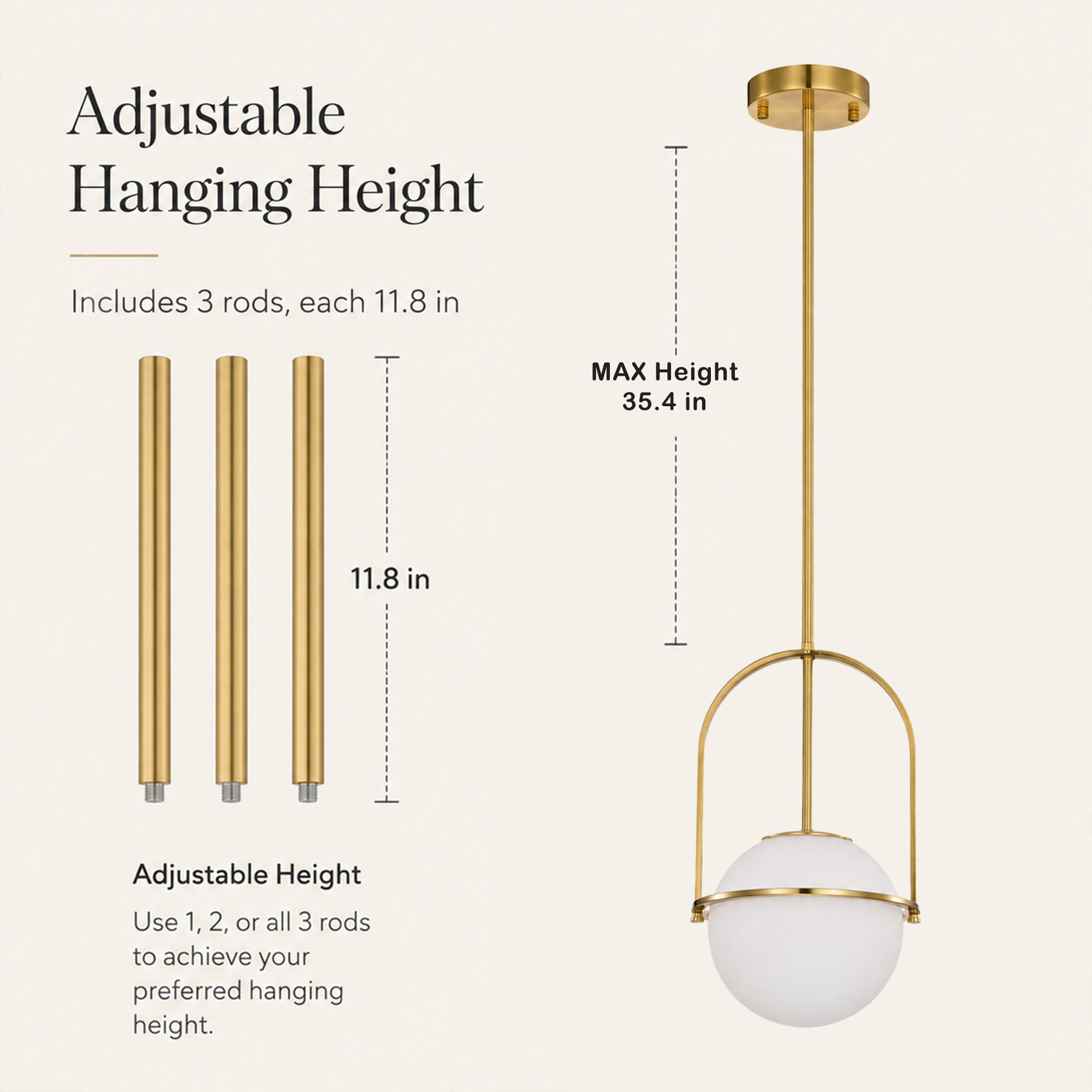 Modern Globe Pendant Light with Glass Shade for Kitchen Island & Dining Room