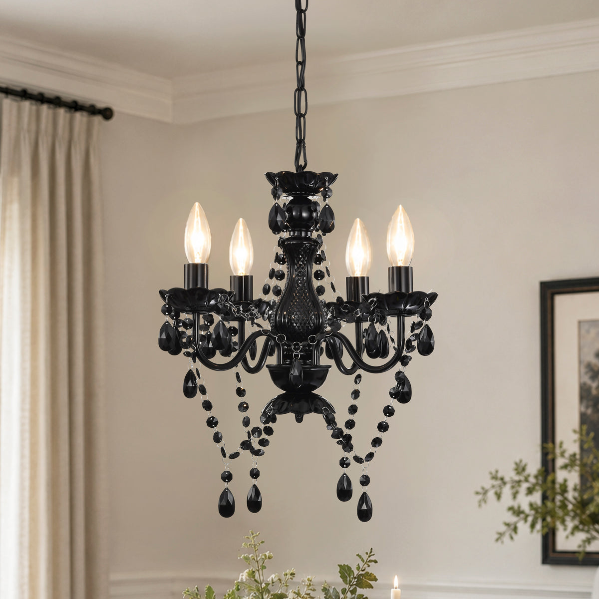 4-Light Acrylic Crystal Chandelier with Adjustable Chain