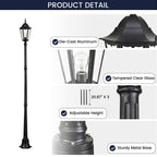 84" Classic Black Outdoor Post Light for Path，Walkway