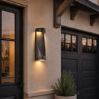 15" Dusk-to-Dawn Integrated LED Outdoor Wall Light, Sand Black & Brushed Gold
